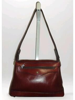 Vintage 70s John Romaine Oxblood Leather Shoulder Bag Crest Logo Brass Feet 12x8